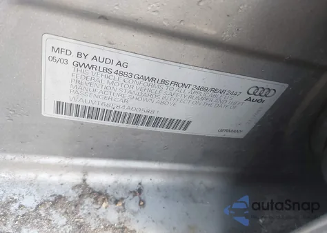 2004 Audi A4 3.0 Avant z USA, uszkodzony, nr VIN WAUVT68E84A005881